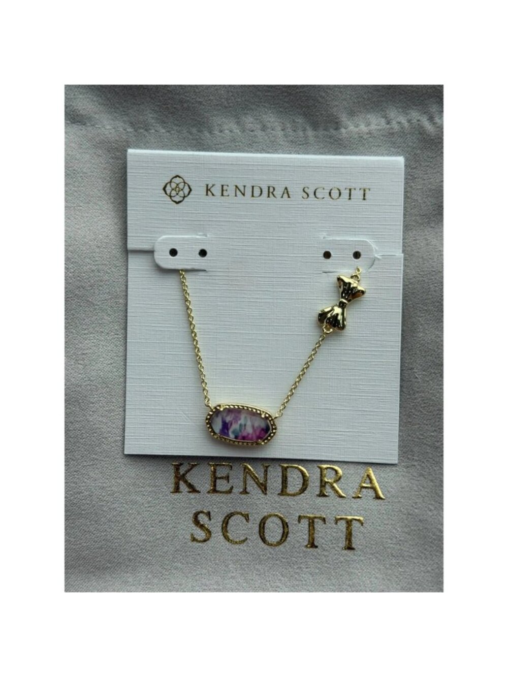 Kendra Scott purple pendant gold necklace
